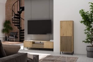 Witryna KAMARO 2DK SLIM/GŁADKI DĄB ARTISAN Lamele Front Ryflowany + Klasyczny - obrazek 3