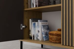 Witryna KAMARO 4DK SLIM/GŁADKI DĄB ARTISAN 4 Drzwi Lamele Front Ryflowany + Klasyczny - obrazek 3