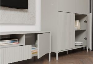 Witryna KAMARO 4DK SLIM/GŁADKI KASZMIR 4 Drzwi Lamele Front Ryflowany + Klasyczny - obrazek 3