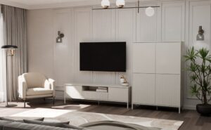 Witryna KAMARO 4DK SLIM/GŁADKI KASZMIR 4 Drzwi Lamele Front Ryflowany + Klasyczny - obrazek 2