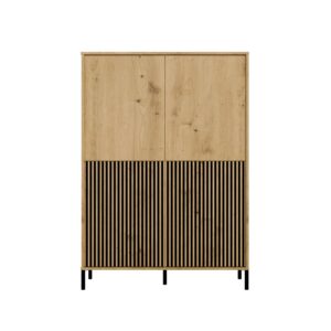 Witryna KAMARO 4DK SLIM/GŁADKI DĄB ARTISAN 4 Drzwi Lamele Front Ryflowany + Klasyczny - obrazek 4