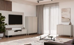 Komoda KAMARO 2D SLIM KASZMIR Lamele Front Ryflowany - obrazek 3