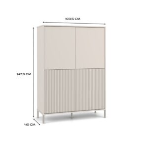 Witryna KAMARO 4DK SLIM/GŁADKI KASZMIR 4 Drzwi Lamele Front Ryflowany + Klasyczny - obrazek 6