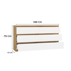 Komoda Malwa M6 140 DĄB ARTISAN BIAŁY - obrazek 5