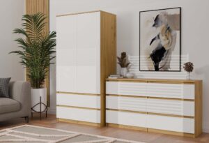 Komoda Malwa M6 140 DĄB ARTISAN BIAŁY - obrazek 3