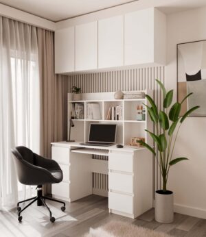 Nadstawka do Biurka 130 cm BIAŁA Regał Na Książki Dokumenty - obrazek 3