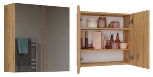 Szafka Łazienkowa Wisząca Z Lustrem Nad Umywalkę POLA 2DL 2 Drzwi DĄB ARTISAN