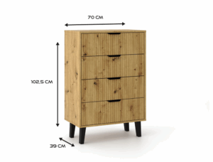 Komoda Scandi 4S SLIM DĄB ARTISAN - obrazek 3