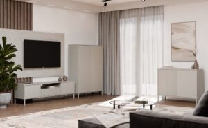 Komoda KAMARO 2D SLIM/GŁADKI KASZMIR Lamele Front Ryflowany + Klasyczny - obrazek 3