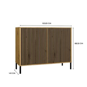 Komoda KAMARO 2D SLIM DĄB ARTISAN Lamele Front Ryflowany - obrazek 5