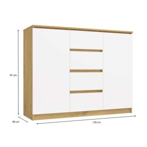 Komoda Malwa 2D4S 120 DĄB ARTISAN BIEL - obrazek 6