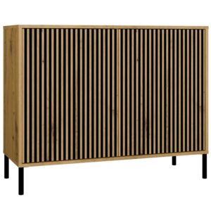 Komoda KAMARO 2D SLIM DĄB ARTISAN Lamele Front Ryflowany - obrazek 1