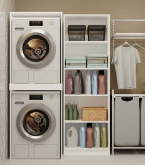 Szafka na Pralkę i Suszarkę POLA TWIN Biała - obrazek 3