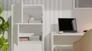 Komoda ALMA BIAŁA Szafka 4 Drzwi 4 Półki - obrazek 4