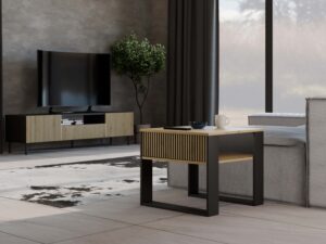 Ława Modern 2P MINI SLIM DĄB ARTISAN CZARNY - obrazek 4