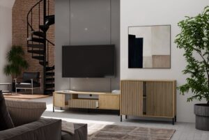 Komoda KAMARO 2D SLIM DĄB ARTISAN Lamele Front Ryflowany - obrazek 6