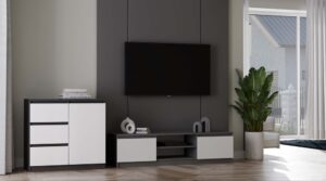 Komoda Malwa 1D3S ANTRACYT / BIAŁY - obrazek 2