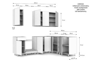 MEBLE KUCHENNE ZESTAW VARIO Z3 240X180CM CZARNY BLAT DĄB EVOKE BEZ AGD - obrazek 2