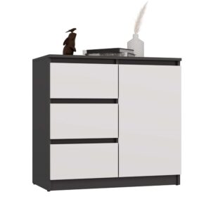 Komoda Malwa 1D3S ANTRACYT / BIAŁY - obrazek 1