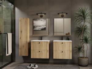 SZAFKA POD UMYWALKĘ TIGO 60 2S DĄB EVOKE RYFLOWANY FRONT + UMYWALKA - obrazek 4