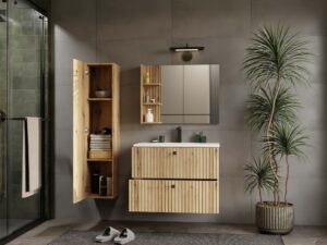 SZAFKA POD UMYWALKĘ TIGO 80 2S DĄB EVOKE RYFLOWANY FRONT + UMYWALKA - obrazek 3