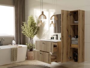 SZAFKA POD UMYWALKĘ TIGO 80 2S DĄB EVOKE 2 SZUFLADY RYFLOWANY FRONT WISZĄCA - obrazek 3