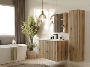 SZAFKA POD UMYWALKĘ TIGO 80 2S DĄB EVOKE 2 SZUFLADY RYFLOWANY FRONT WISZĄCA - obrazek 4