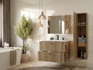 SZAFKA POD UMYWALKĘ TIGO 80 2S DĄB EVOKE RYFLOWANY FRONT + UMYWALKA - obrazek 6