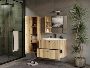 SZAFKA POD UMYWALKĘ TIGO 80 2S DĄB EVOKE RYFLOWANY FRONT + UMYWALKA - obrazek 7