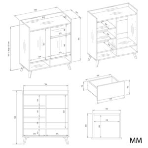 Komoda COLIN Szafka 2 Drzwi 1 Szuflada Z Nóżkami BIAŁY - obrazek 5