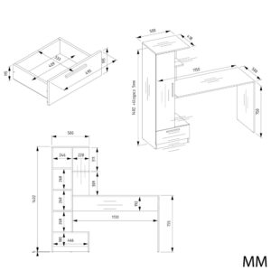 Zestaw Biurko + Regał COSMO DĄB ARTISAN - obrazek 7