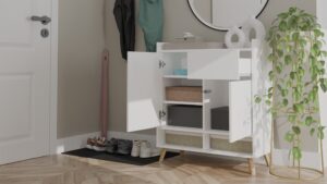 Komoda COLIN Szafka 2 Drzwi 1 Szuflada Z Nóżkami BIAŁY - obrazek 3