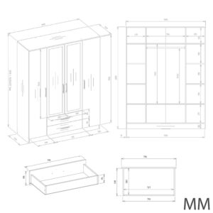Szafa Romana 160 X 205 LUSTRO KASZMIR BEŻ - obrazek 5