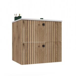 SZAFKA POD UMYWALKĘ TIGO 60 2S DĄB EVOKE RYFLOWANY FRONT + UMYWALKA - obrazek 1