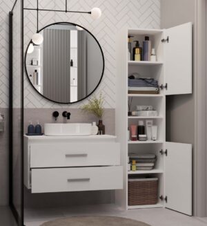 SZAFKA POD UMYWALKĘ NEL 80 ŁAZIENKOWA BIAŁA WISZĄCA 2 SZUFLADY - obrazek 3