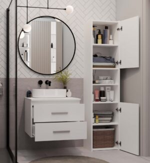 SZAFKA POD UMYWALKĘ NEL 60 ŁAZIENKOWA 2 SZUFLADY BIAŁA - obrazek 4