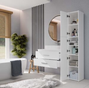 SZAFKA POD UMYWALKĘ NEL 80 ŁAZIENKOWA BIAŁA WISZĄCA 2 SZUFLADY - obrazek 5