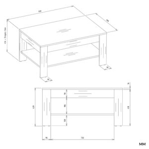 Stolik Kawowy OHIO DĄB ARTISAN CZARNY Ława Półki Do Salonu 93x58x43,5 Cm - obrazek 7