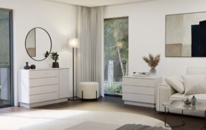 Komoda AMBER 1D4S Szafka 1 Drzwi 4 Szuflady Do Sypialni Salonu KASZMIR Beż - obrazek 3