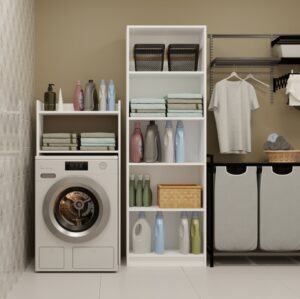 Szafka Łazienkowa NINA NP BIAŁA Na Pralkę Regał Słupek 2 Półki Do Łazienki - obrazek 6