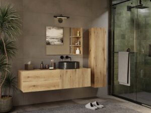 SZAFKA POD UMYWALKĘ TIGO 1D2S DĄB EVOKE 140 CM 2 SZUFLADY RYFLOWANY FRONT WISZĄCA - obrazek 2