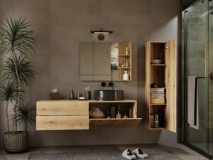 SZAFKA POD UMYWALKĘ TIGO 1D2S DĄB EVOKE 140 CM 2 SZUFLADY RYFLOWANY FRONT WISZĄCA - obrazek 4