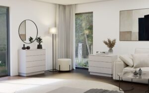 Komoda AMBER 3S Szafka 3 Szuflady Do Sypialni Salonu KASZMIR Beż - obrazek 3