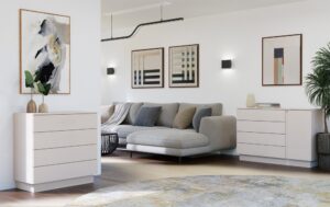 Komoda AMBER 1D4S Szafka 1 Drzwi 4 Szuflady Do Sypialni Salonu KASZMIR Beż - obrazek 4