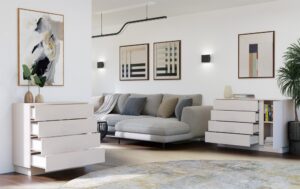 Komoda AMBER 1D4S Szafka 1 Drzwi 4 Szuflady Do Sypialni Salonu KASZMIR Beż - obrazek 5