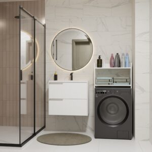 Szafka Łazienkowa NINA NP BIAŁA Na Pralkę Regał Słupek 2 Półki Do Łazienki - obrazek 2