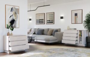 Komoda AMBER 3S Szafka 3 Szuflady Do Sypialni Salonu KASZMIR Beż - obrazek 4