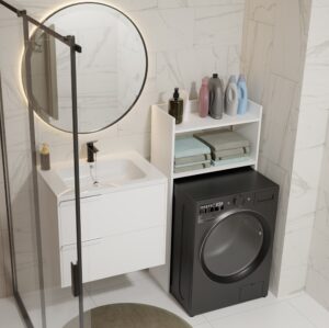 Szafka Łazienkowa NINA NP BIAŁA Na Pralkę Regał Słupek 2 Półki Do Łazienki - obrazek 4