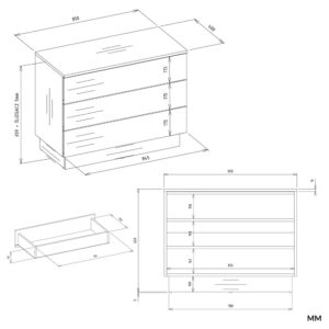 Komoda AMBER 3S Szafka 3 Szuflady Do Sypialni Salonu KASZMIR Beż - obrazek 6