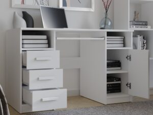 BIURKO DELTA BIAŁE 120 Cm 3 Szuflady Szafka Półki Do Biura Pokoju Na Laptop - obrazek 3